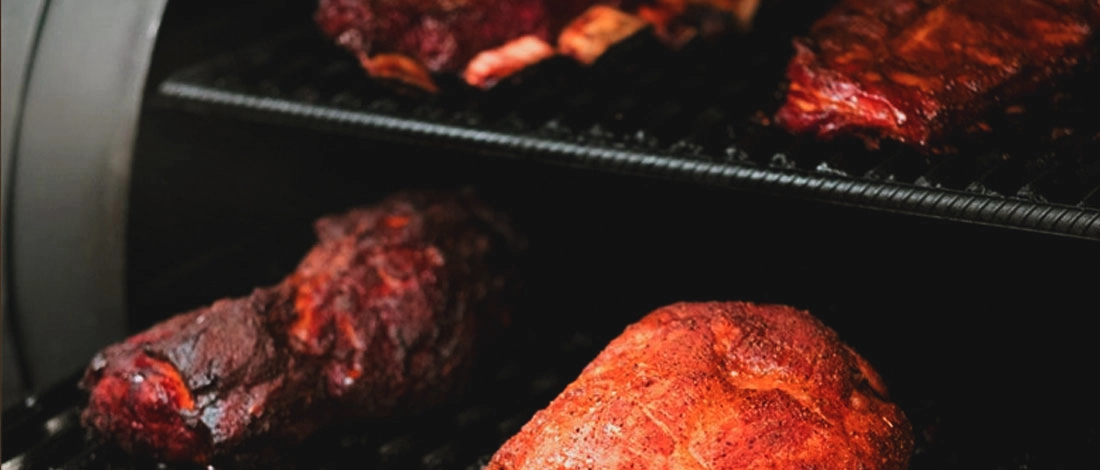 meat in smoker