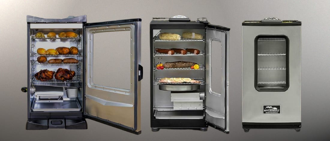An open and closed Masterbuild smoker