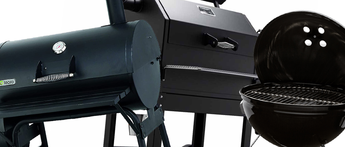 A collage of smokers and grill