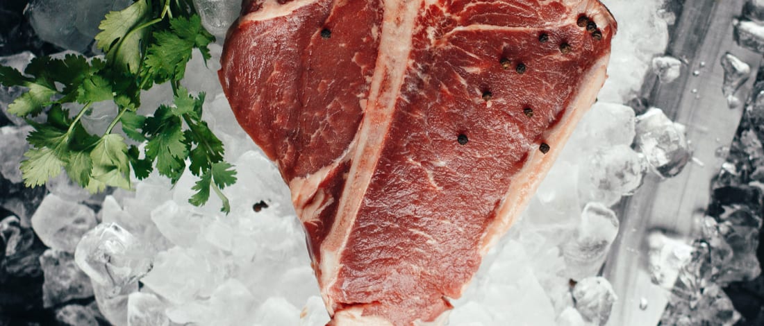 A meat covered in ice