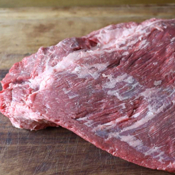 Fat side down of a brisket meat