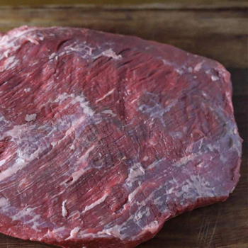 Fat side down of a brisket meat