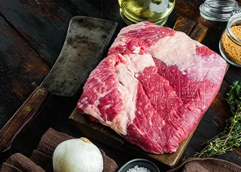 Brisket on a wooden table