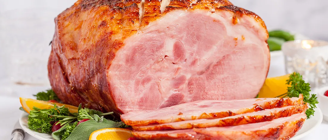 Smoked and glazed holiday pork ham