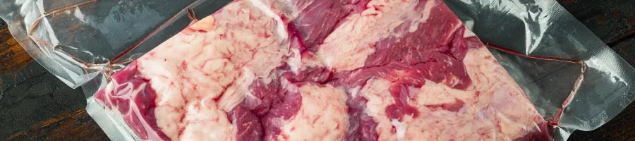Brisket meat in a sealed plastic