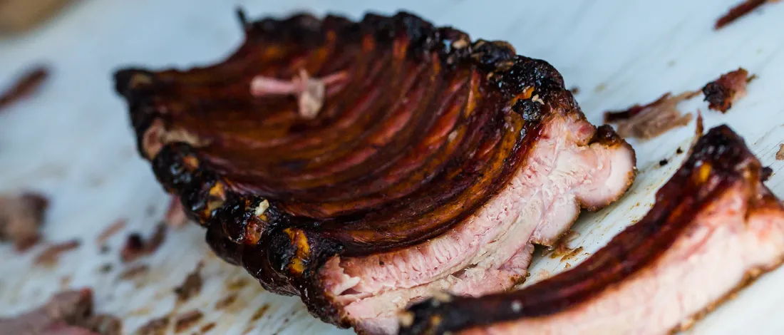 Cutting baby back ribs