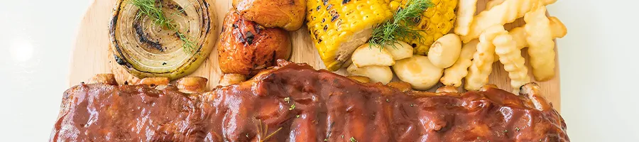 Top view baby back rib dish