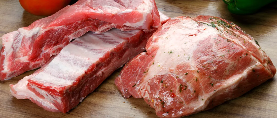 Pork Ribs on wooden table