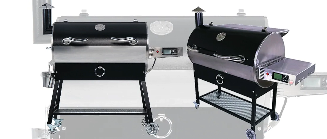 Different wide shots of Rec Tec Pellet grill