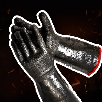 Rapicca barbeque glove brand in fire flame black background