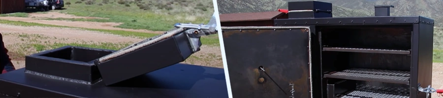 Close up images of gravity smoker parts