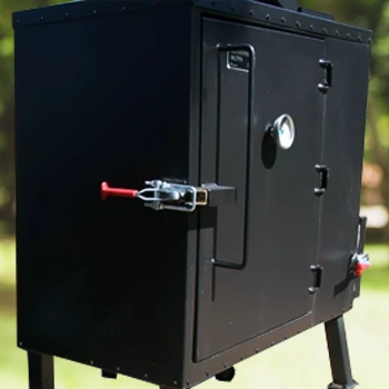 Side view of an old gravity smoker