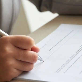 Writing signature on a contract