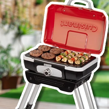 Cuisinart CGG 180 bbq propane gas grill brand in the backyard