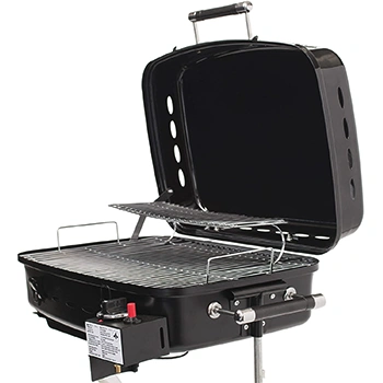 Close up image of Flame King BBQ Motorhome Gas grill in plain white background
