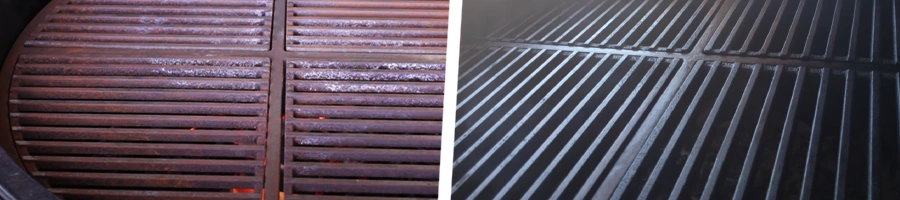 Before and after comparison of rust removal of a grill grates