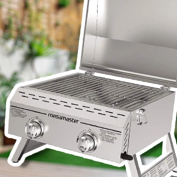 Megamaster 820 003M bbq propane gas grill brand in the backyard