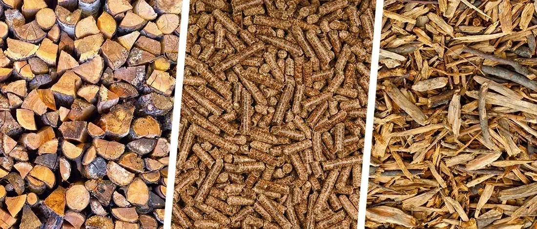 Three different kinds of wood fuel for smokers