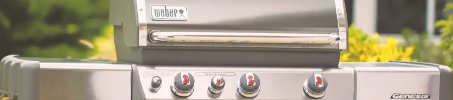 Close up shot of a weber grill