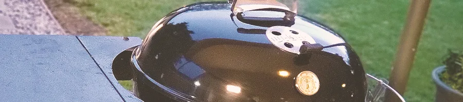 Close of shot of a round weber grill