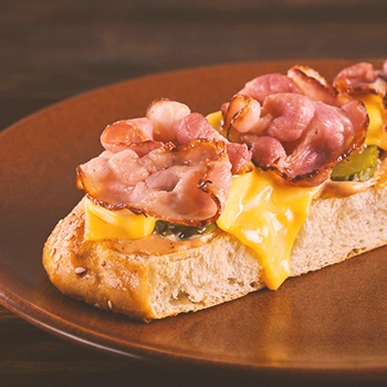 Bacon and cheese on bread