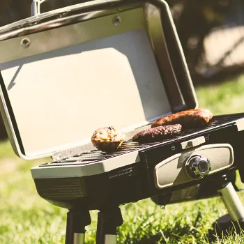 A small portable grill outside