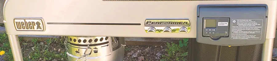 Close up shot of a weber grill