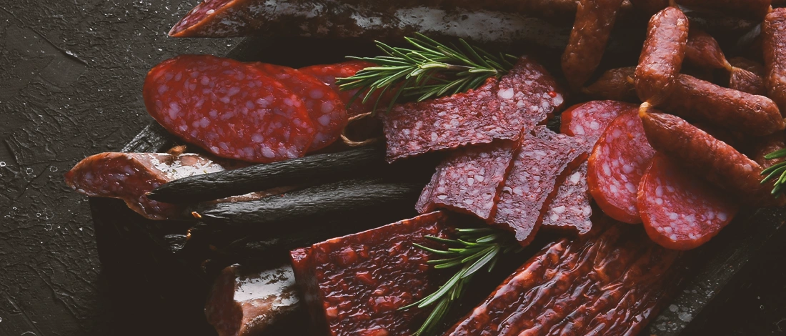 A variety of meat on a table