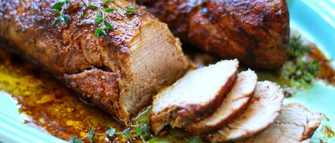 A close up image of pork loin dish