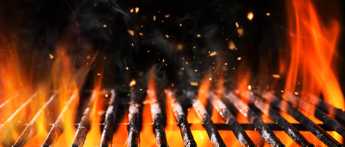 Fire on a grill