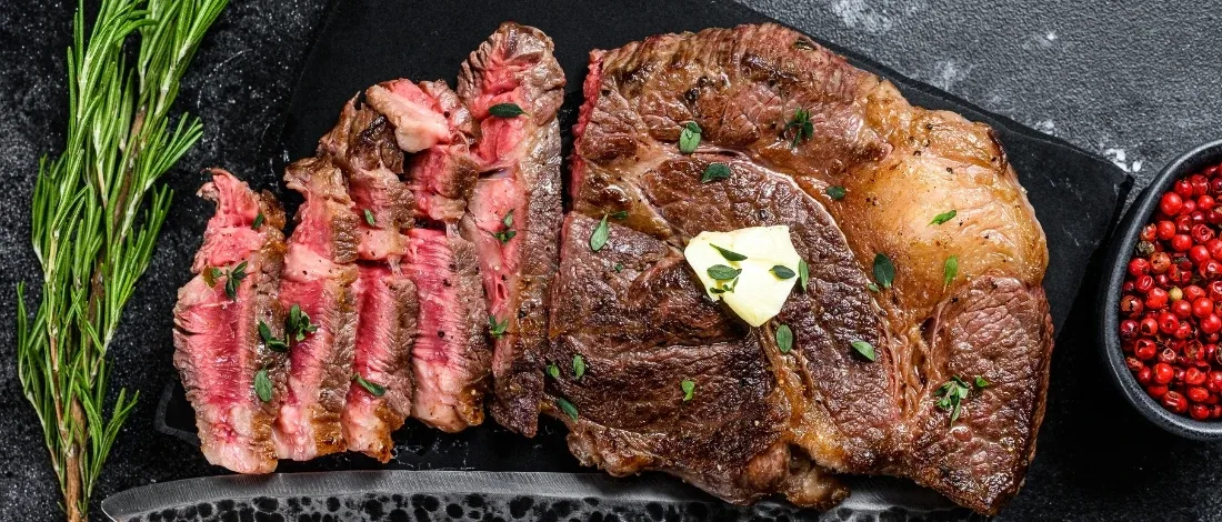 A top view of delicious beef shoulder steak