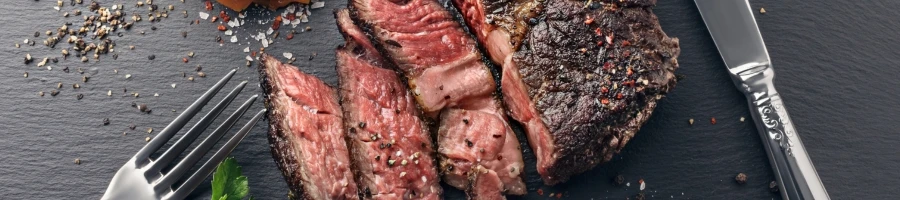 A top view of sous vide steak