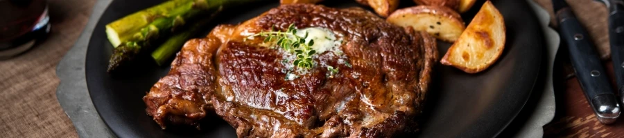 Air fryer ribeye steak on a plate