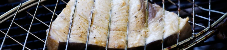 Frozen swordfish steak in an air fryer
