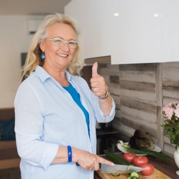 A woman with reduced risk of chronic diseases