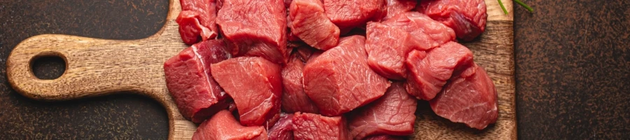 A meat sliced in cubes