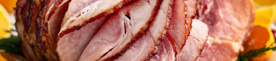 A delicious ham with slices