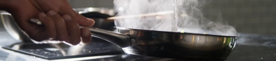 A hot skillet on a stove