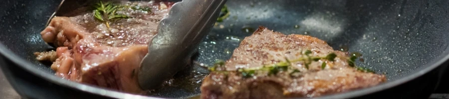 A steak on a pan
