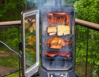 smoking meat in the backyard