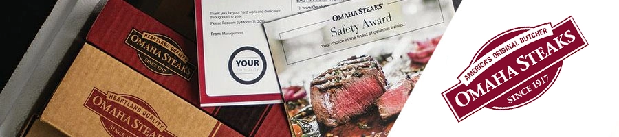 meat packages, products and logo of Omaha Steaks