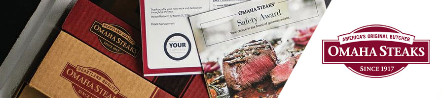 meat packages, products and logo of Omaha Steaks