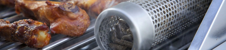 using a pellet smoker beside meat