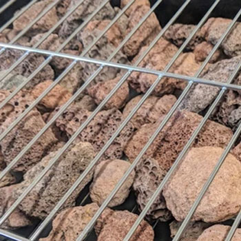 Stacked lava rocks for grilling