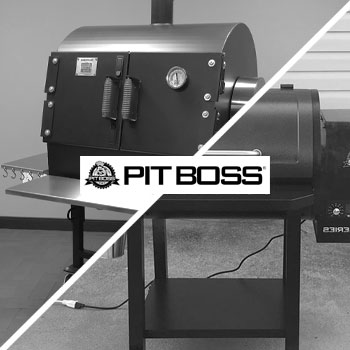 Pitboss logo and grill