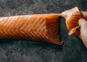 Preparing fresh salmon