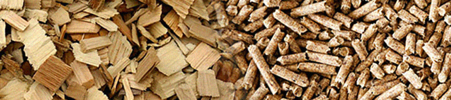 Wood chips and wood pellets combined