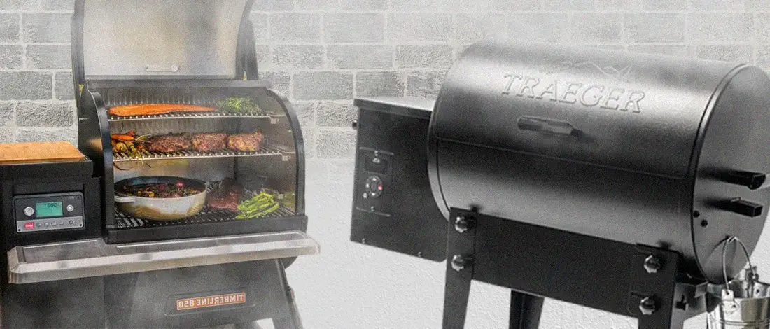 An open and closed Traeger smoker