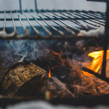 Close up photo of a charcoal grill