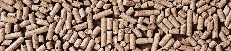 Top view of compressed wood pellets
